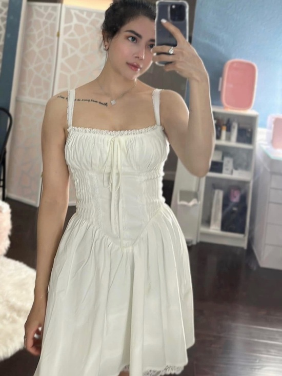Dresses & Skirts - Women’s White Lace-Trim Sundress